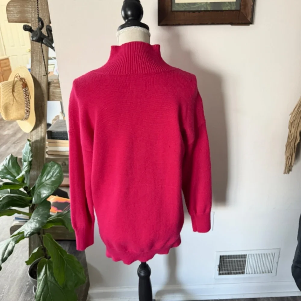 Anthropologie Maeve Crystal Tunic Sweater Barbie Hot Pink Size S